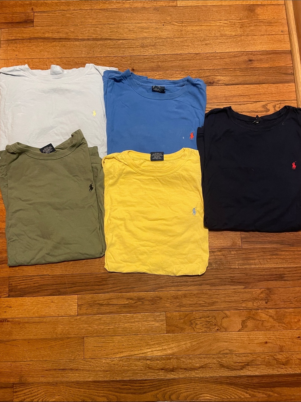5 Polo by Ralph Lauren Crewneck Tee Pack - Light Blue, Blue, Navy, Olive, Yellow